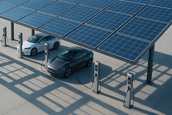 solar panel carport with EV chargers